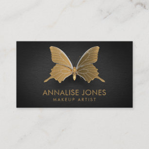 Luxe Chic Gold Butterfly op zwarte plaat Visitekaartje
