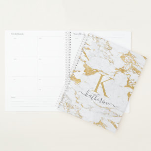 Luxe Chic Gold Folie Marmer Monogram Planner