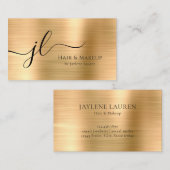 Luxe Chic Gold Monogram script Visitekaartje (Voorkant / Achterkant)