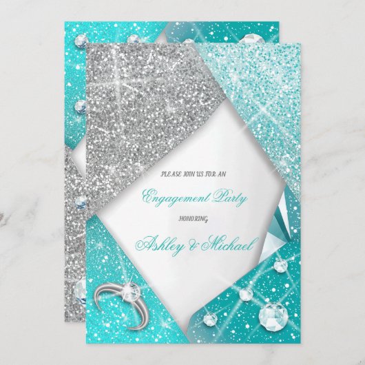 Luxe chic klasse turquoise zilveren juwelen pracht kaart (Voorkant / Achterkant)