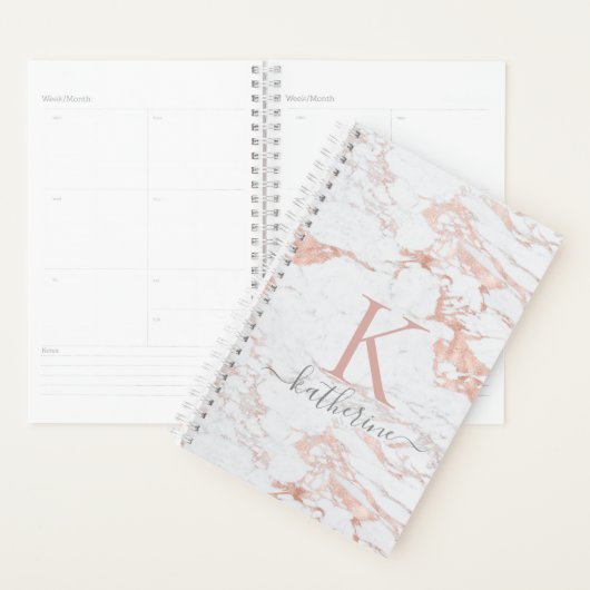 Luxe Chic Rose Gold Foil | Monogramme de marbre (Devant avec enveloppe)