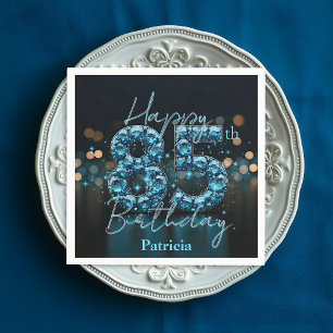 Luxe Chic Sapphire Blue en Black 85e verjaardag Servet