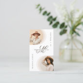 Luxe Chic Script Monogram Mode Designer Foto Visitekaartje (Staand voorkant)