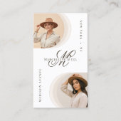 Luxe Chic Script Monogram Mode Designer Foto Visitekaartje (Voorkant)