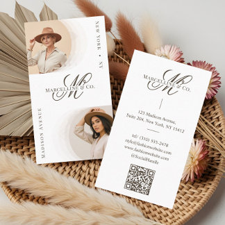 Luxe Chic Script Monogram Mode Designer Foto Visitekaartje