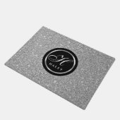Luxe Chic Zilver Grijs Glitter Monogram Initiaal Deurmat (Schuin)