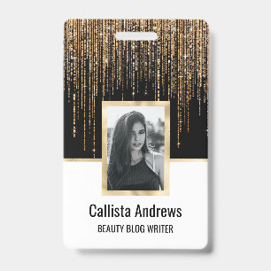 Luxe Chic Zwart Goud Glinsterend Glitter Franje Badge