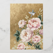 Luxe Chinoiserie Pioen Bloemen Vogels Bruiloft Folie Uitnodiging (Achterkant)