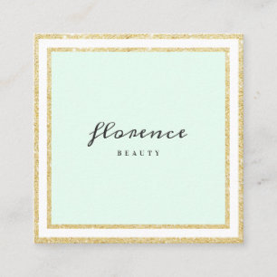 Luxe chique gouden glitter lijst mint groen en wit vierkante visitekaartje