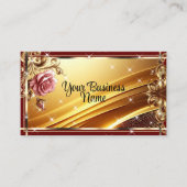 Luxe chique gouden wijn rode rozenbloem ombre  visitekaartje (Voorkant)