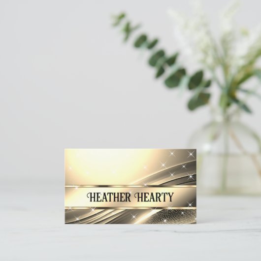 Luxe chique luxe vloeibaar licht goud ombre satijn visitekaartje (Staand voorkant)