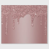 Luxe chique Roos Gold Sparkle Glitter Drips Cadeaupapier (Vlak)