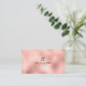 Luxe chique roze goud monogram visitekaartje (Staand voorkant)