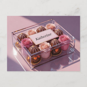 Luxe chocoladegiftbox met aangepaste naam briefkaart