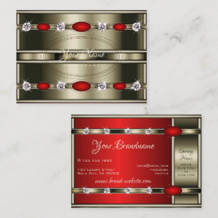 Luxe Chrome Effecten Rood met Faux Rhinestones Visitekaartje