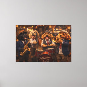 Luxe Cockapoo Jazzband Muur Kunst Canvasprint Canvas Afdruk