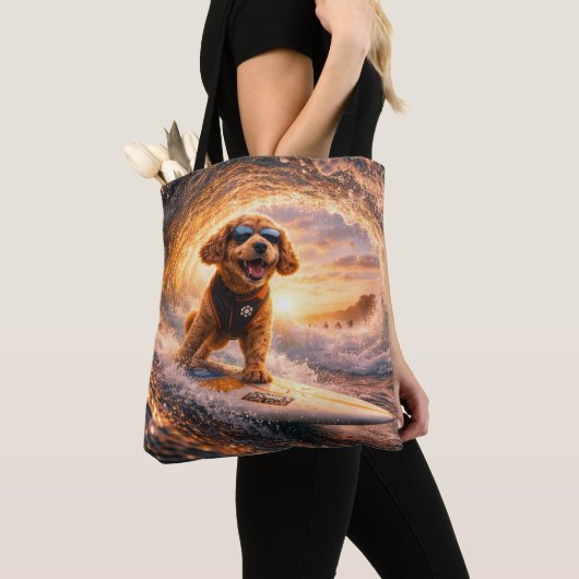Luxe Cockapoo Surf – Ocean Dog Art Draagtas (Dichtbij)