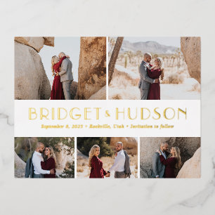 Luxe Collage FOIL Enregistrer La Date Carte Postal