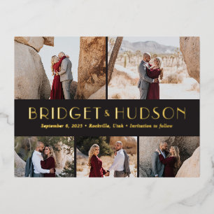 Luxe Collage FOIL Enregistrer La Date Carte Postal