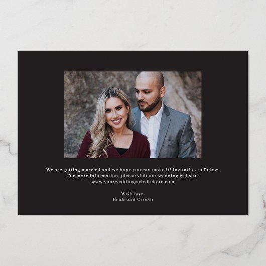 Luxe Collage FOIL Wedding Enregistrer La Carte Dat (Verso)