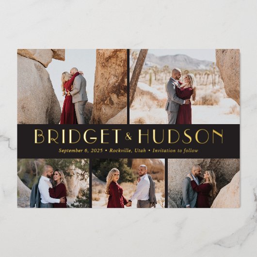 Luxe Collage FOLIE Wedding Save the Date Kaart (Voorkant)
