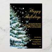 Luxe Corporate Snow Evergreen Vakantie Folie Kaart (Voorkant)