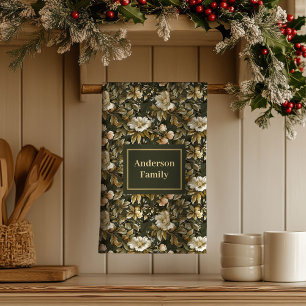 Luxe Cottagecore Gepersonaliseerde Botanische Hand Theedoek