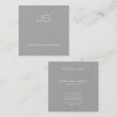 Luxe Creative Modern Monogram Premium Gray Plain Vierkante Visitekaartje (Voorkant / Achterkant)
