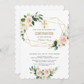 Luxe Crème Blush Bloem Goud Kruis Bevestiging Kaart (Voorkant / Achterkant)