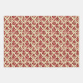 Luxe  Crème en Rode Damask Pattern Inpakpapier Vel (Voorkant 3)