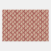 Luxe  Crème en Rode Damask Pattern Inpakpapier Vel (Voorkant 2)