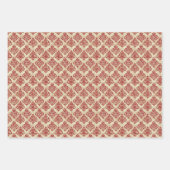 Luxe  Crème en Rode Damask Pattern Inpakpapier Vel (Voorkant)