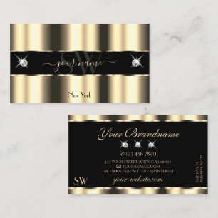 Luxe Crème Gouden Zwarte Glitter Juwelen Initialen Visitekaartje