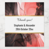 LUXE CRIMSON ABSTRACT MARBLE WINE ETIKET (Enkel label)