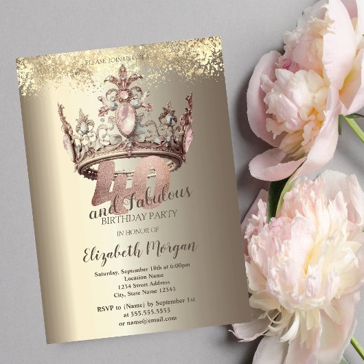 Luxe Crown Gold Confetti 40ste verjaardag Kaart