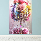 Luxe Crystal Wine Glass Waterverf Canvas Afdruk (Insitu (Houten vloer))