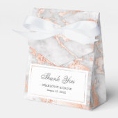 Luxe Custom Roos Goud en Wit Marmer Bruiloft Bedankdoosjes (Voorkant Zijde)