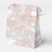 Luxe Custom Roos Goud en Wit Marmer Bruiloft Bedankdoosjes (Achterkant)