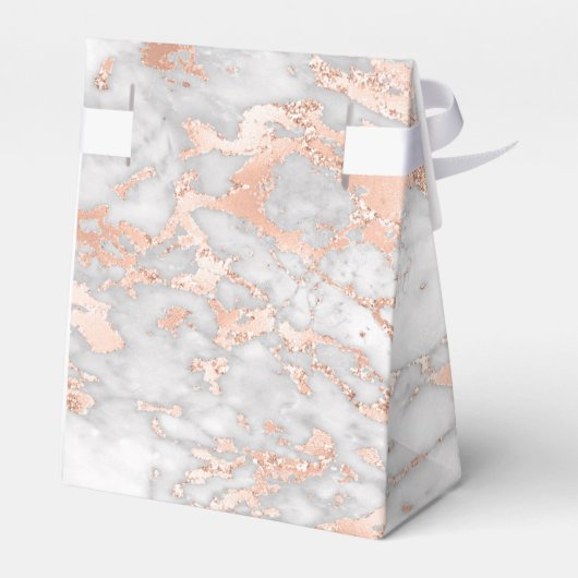 Luxe Custom Roos Goud en Wit Marmer Bruiloft Bedankdoosjes (Achterkant)