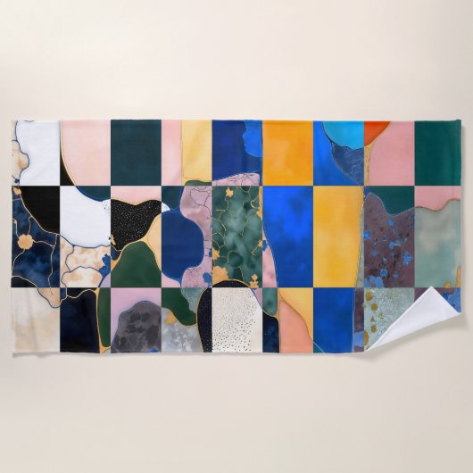 Luxe dambordgordijn strandlaken (Voorkant)