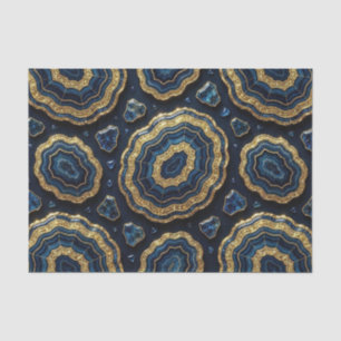 Luxe Decoupage Marineblauw + Goud Agate Geode Tissuepapier