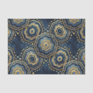 Luxe Decoupage Marineblauw + Goud Agate Geode Tissuepapier
