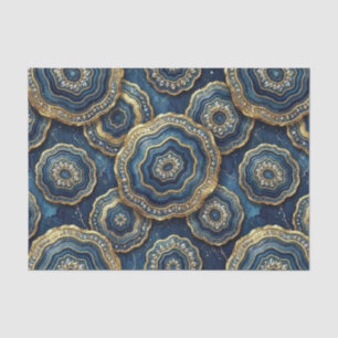 Luxe Decoupage Marineblauw + Goud Agate Geode Tissuepapier