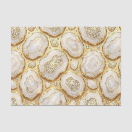 Luxe Decoupage | Witte + Gouden Agate Geode Tissuepapier (Voorkant)