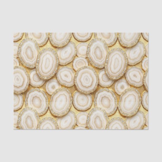 Luxe Decoupage | Witte + Gouden Agate Geode Tissuepapier (Voorkant)