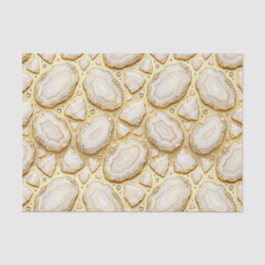 Luxe Decoupage | Witte + Gouden Agate Geode Tissuepapier (Voorkant)