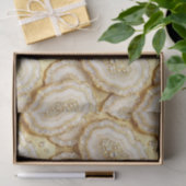 Luxe Decoupage | Witte + Gouden Agate Geode Tissuepapier (Geschenk)