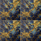 Luxe Deep Navy Blue Gold Abstract Biologisch Tegeltje