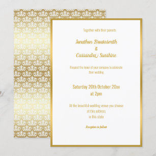 LUXE DELICATE GOLD LACE TIARA WEDDING INVITATION KAART