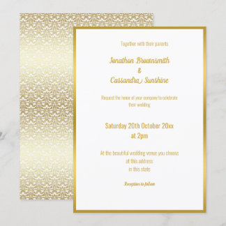 LUXE DELICATE GOLD LACE WEDDING INVITATION KAART